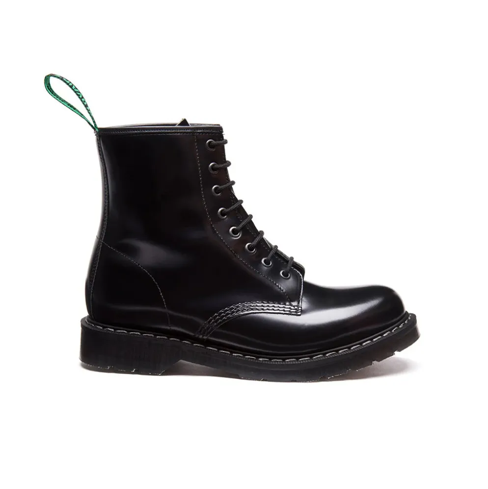 Black Hi-Shine 8 Eye Derby Boot