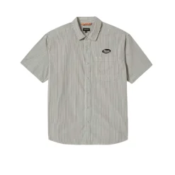 Builders Auto S/S Woven Black/ Off White Stripe