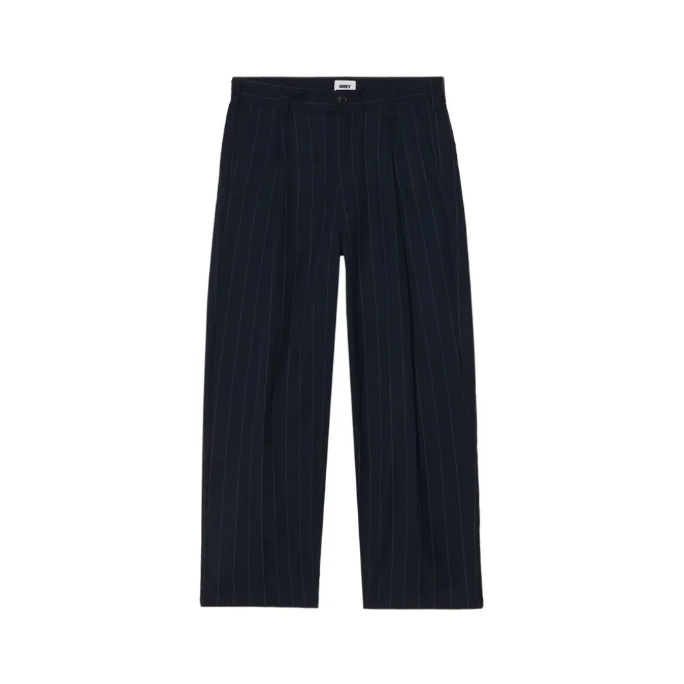 Dean Stripe Pleated Pants Midnight Navy Multi