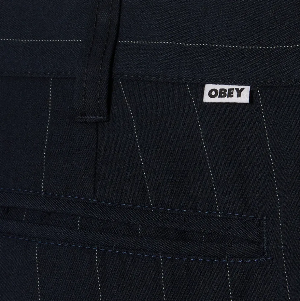 Dean Stripe Pleated Pants Midnight Navy Multi