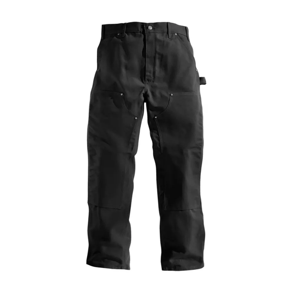 Firm Duck Double-Front Dungaree Pants Black