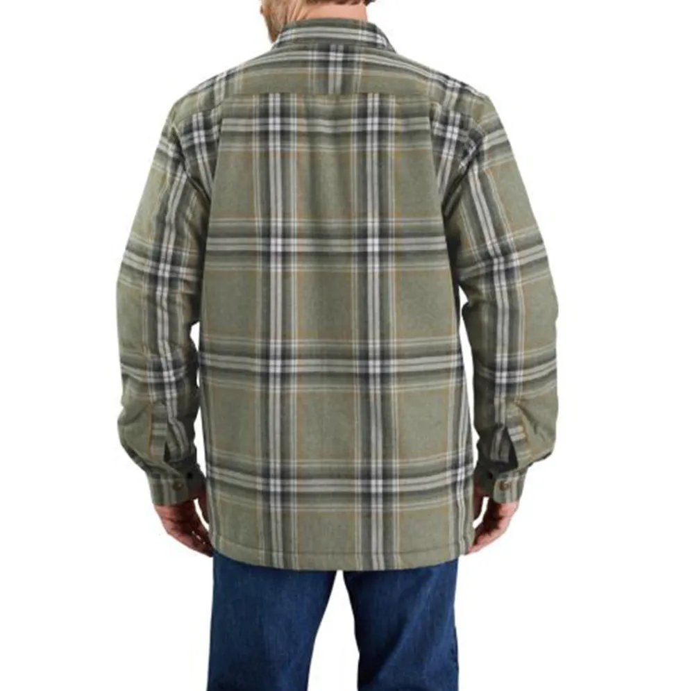 Flannel Sherpa Lined Shirt Jacket Basil Green