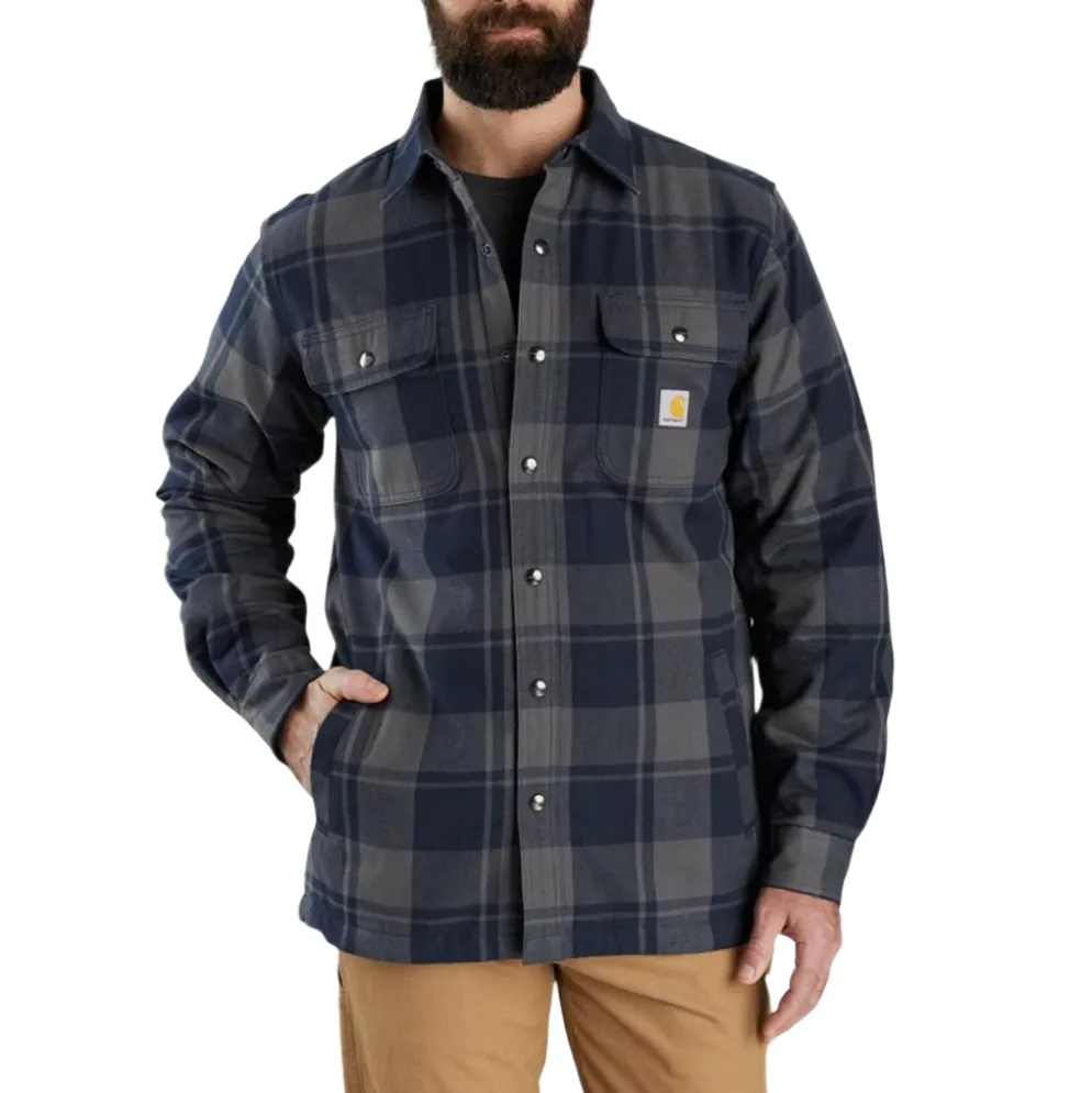 Flannel Sherpa Lined Shirt Jacket Navy