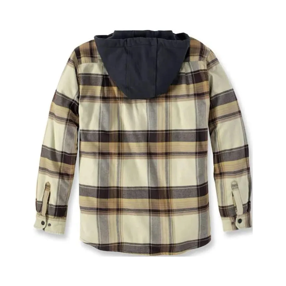 Fleece Lined Hooded Shirt Jacket Dark Brown