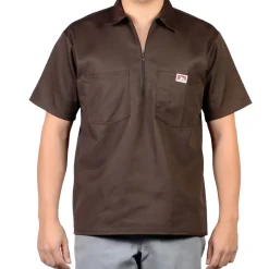 Half Zip Short Sleeve Brown