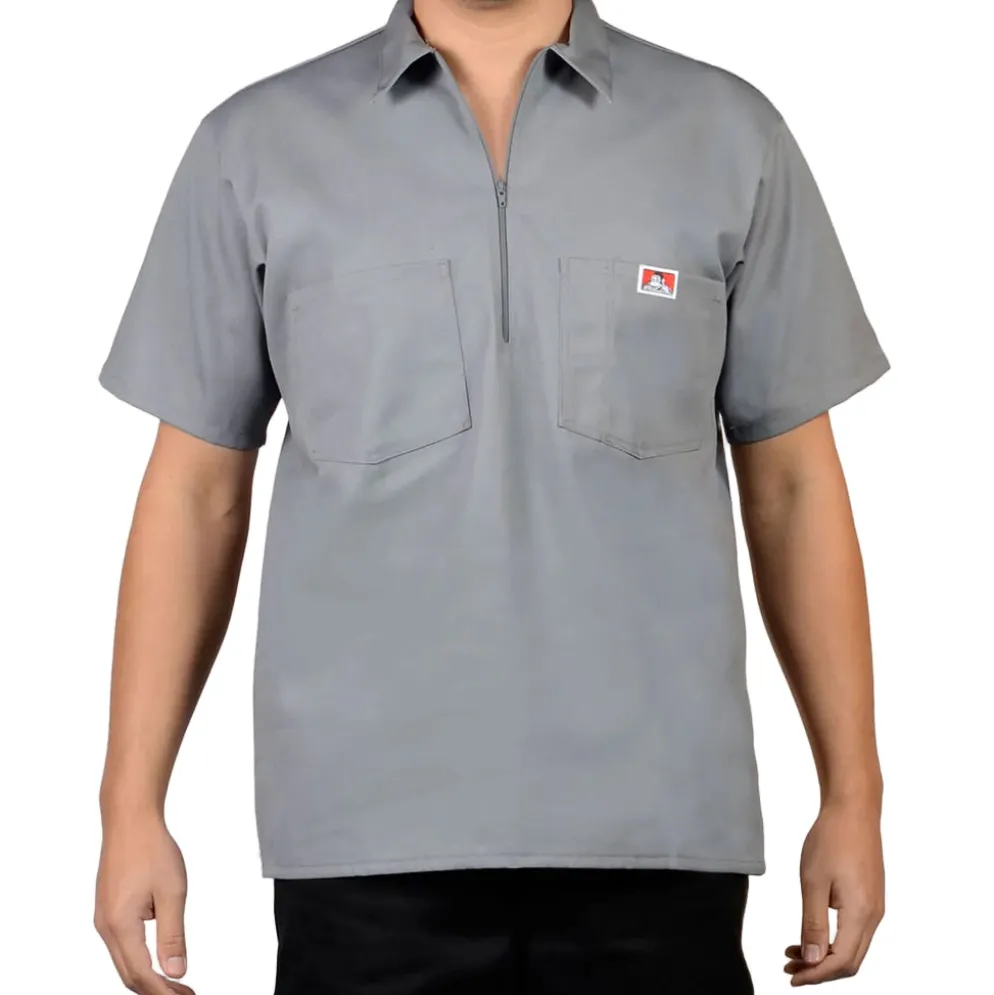 Half Zip Short Sleeve Light Grey