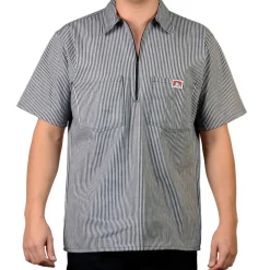 Half Zip Short Sleeve Stripe Black