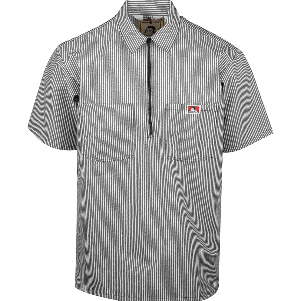 Half Zip Short Sleeve Stripe Black