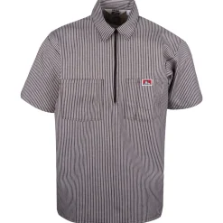 Half Zip Short Sleeve Stripe Brown