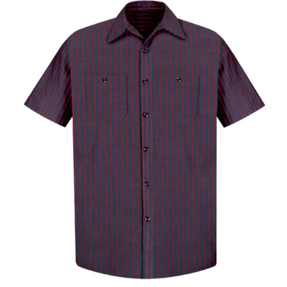 Industrial Stripe Work Shirt Red/Navy