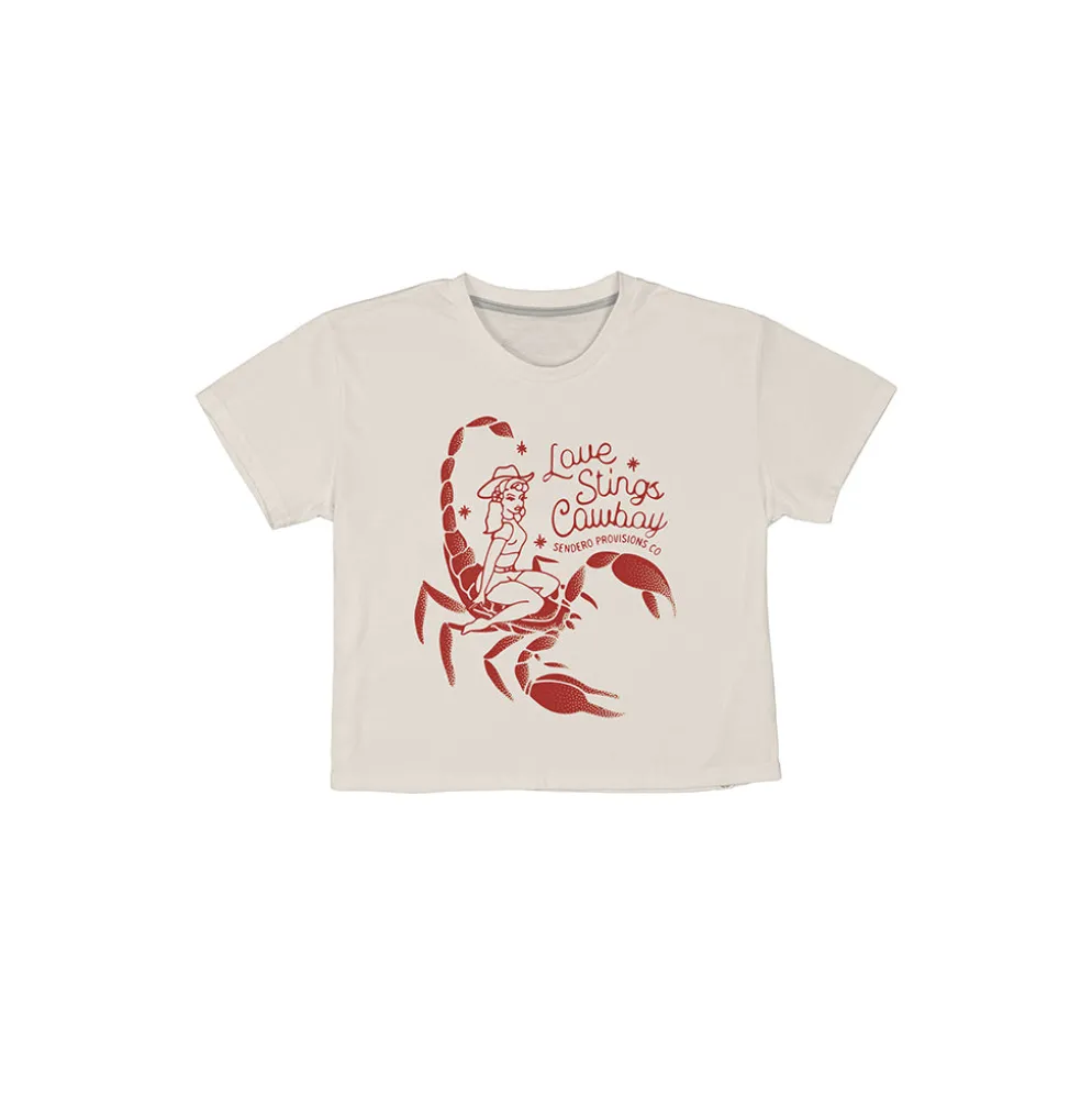 Love Stings Crop Tee Vintage White
