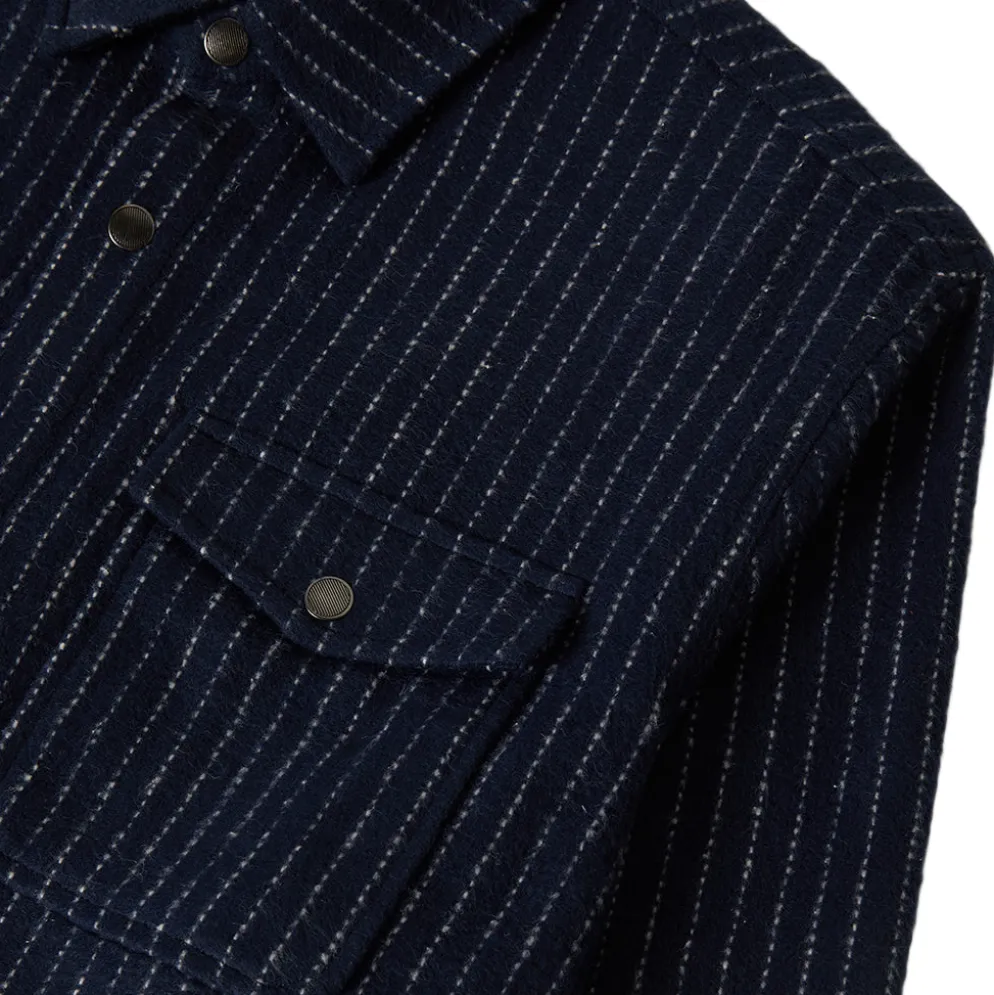 Selden Soft Brushed Flannel Mood Indigo Pinestripe