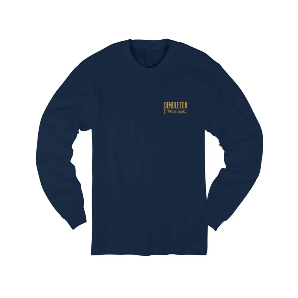 Western Graphic L/S Tee Navy Blazer/Gold