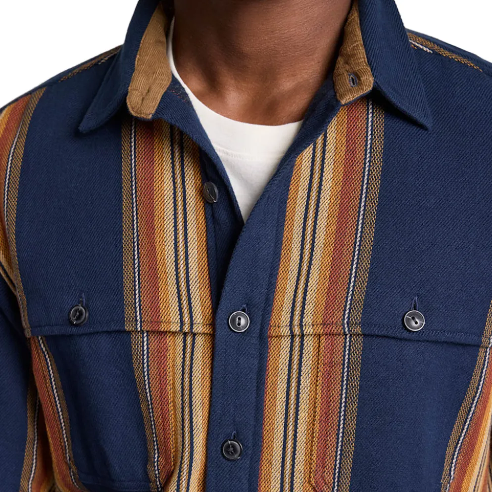 Weston Flannel Shirt Navy Multi Stripe